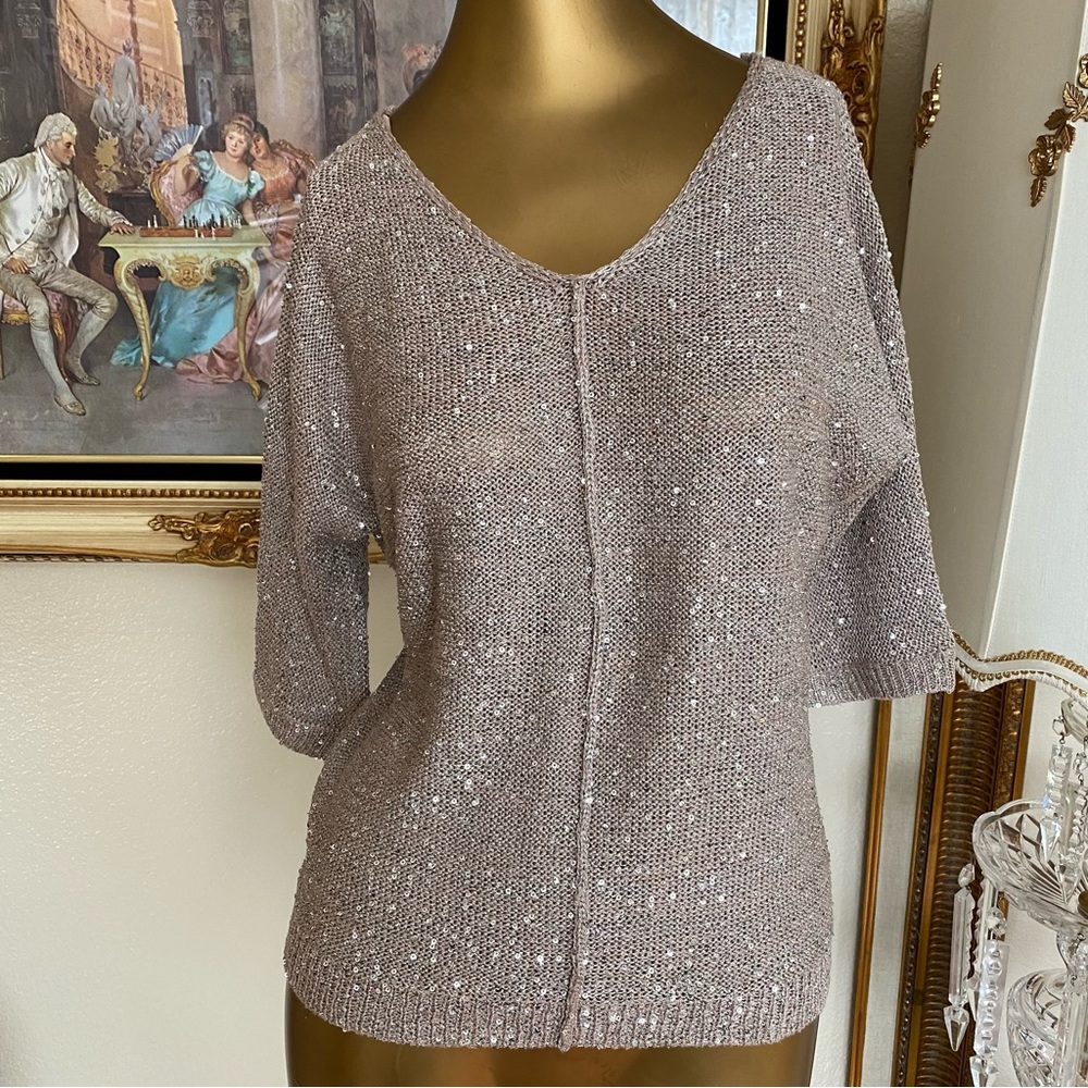WD.NY Sequin Taupe Knit Sweater